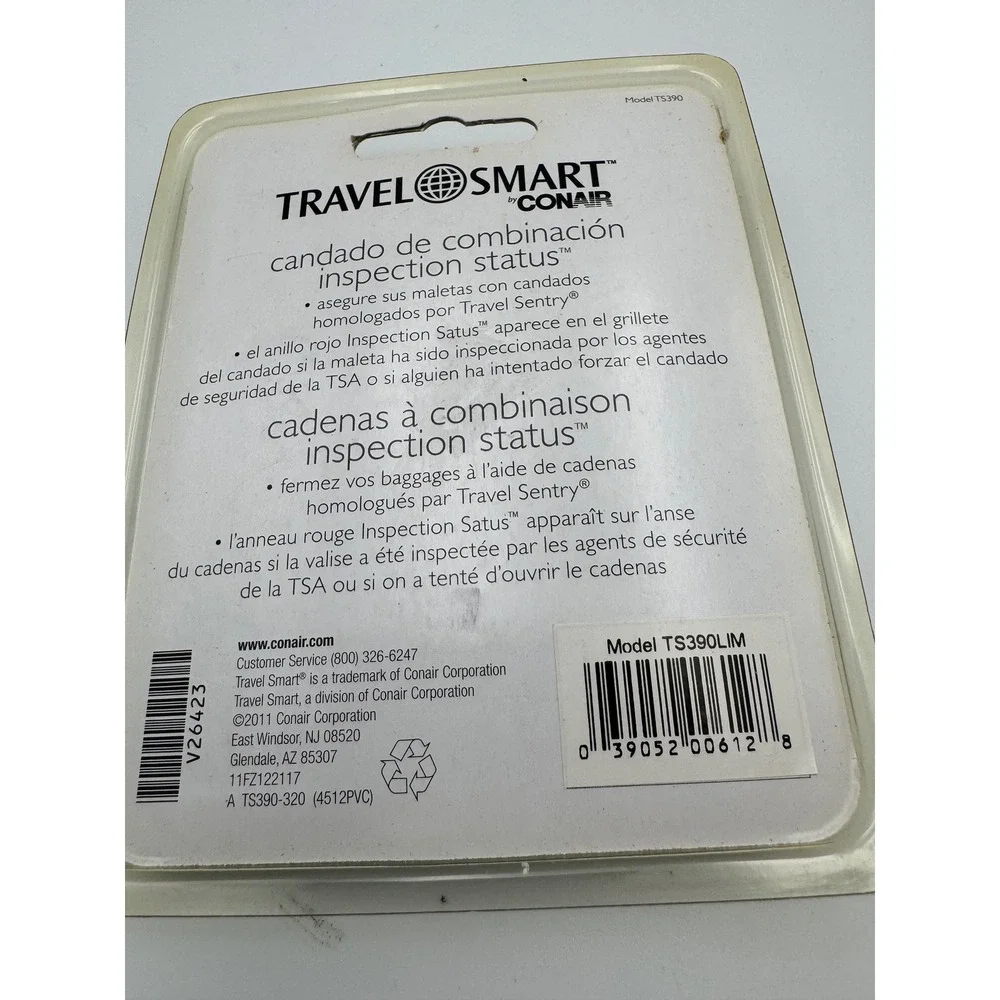 Travel Smart by Conair TSA Approved Combination Luggage Lock Green TS390 NEW